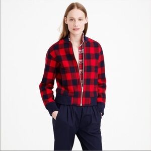 J.CREW Buffalo Check Wool Bomber Jacket